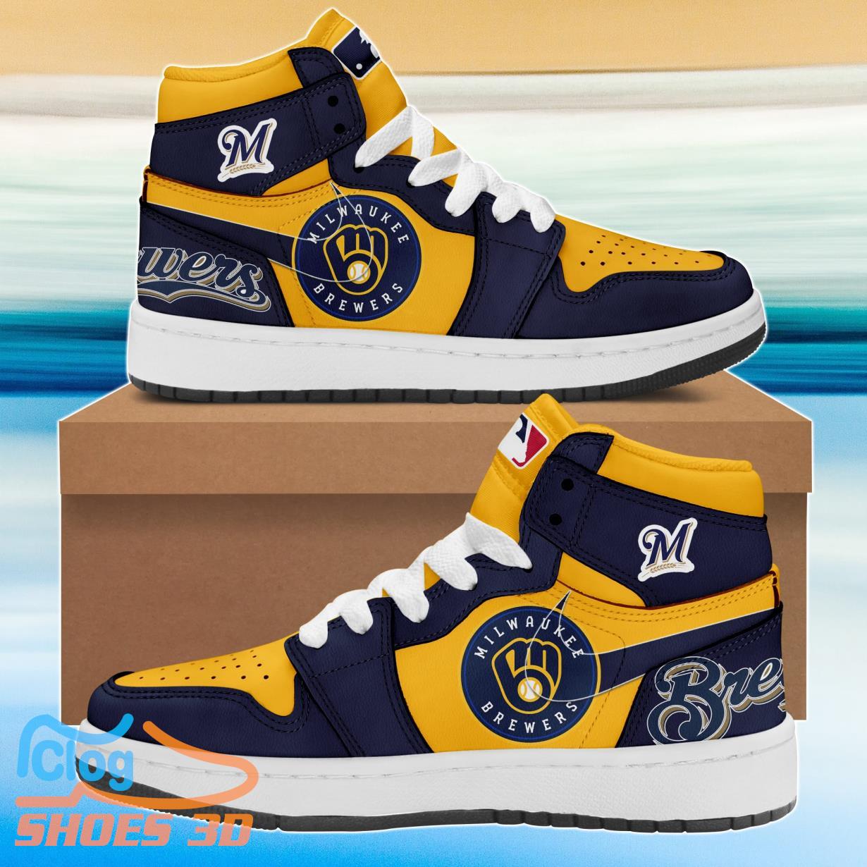 MLB Milwaukee Brewers Air Jordan Hightop Shoes 2023 Product Photo 1