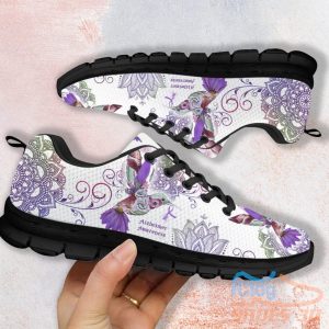 Alzheimer Awareness Hummingbird Mandala Casual Running Sneakers Product Photo 2