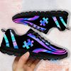 Autism Awareness Heartbeat Blue Black Casual Running Sneakers