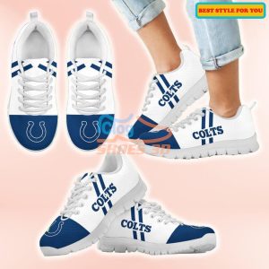 Indianapolis Colts Line Stripe Logo Bottom Casual Sneakers For Sport Fans Product Photo 2