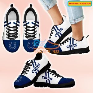 Indianapolis Colts Line Stripe Logo Bottom Casual Sneakers For Sport Fans Product Photo 1