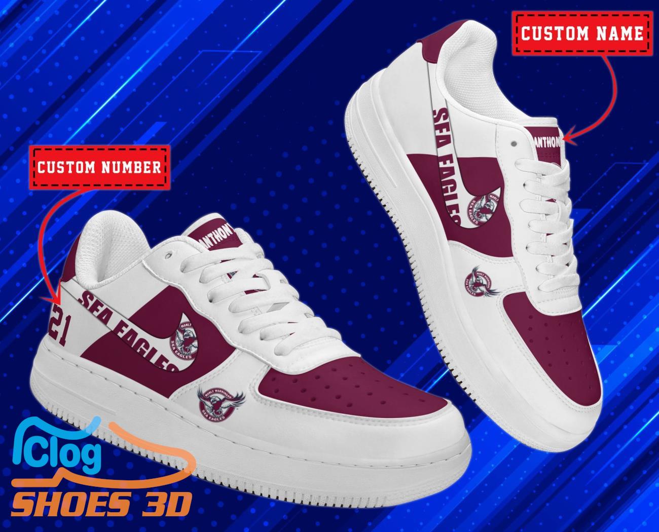 Manly Warringah Sea Eagles NRL Personalized Air Force Shoes For Men Women Manly Warringah Sea Eagles NRL Personalized Air Force Shoes For Men Women