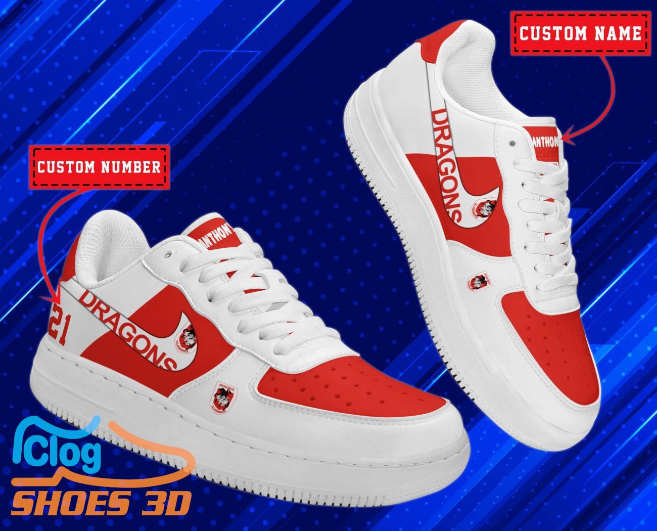 St George Illawarra Dragons NRL Personalized Air Force Shoes For Men Women St George Illawarra Dragons NRL Personalized Air Force Shoes For Men Women