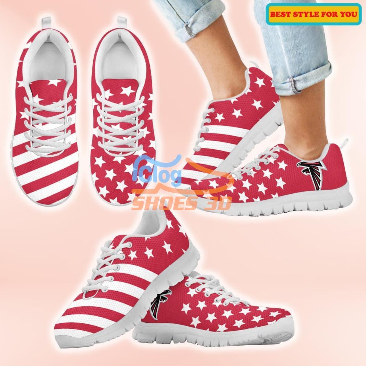 Star America Flag Atlanta Falcons Casual Sneakers For Sport Fans Star America Flag Atlanta Falcons Casual Sneakers For Sport Fans