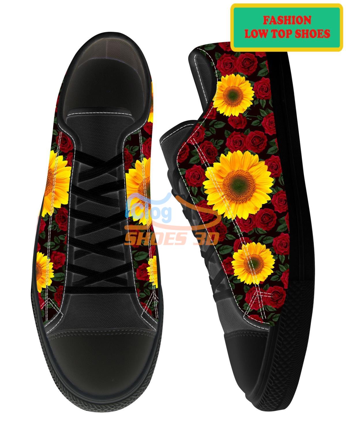 Sunflowers And Red Roses Fashion Low Top Shoes Sunflowers And Red Roses Fashion Low Top Shoes