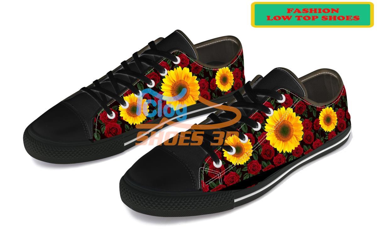 Sunflowers And Red Roses Fashion Low Top Shoes Sunflowers And Red Roses Fashion Low Top Shoes