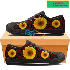 Sunflowers And Red Roses Fashion Low Top Shoes Product Photo 1