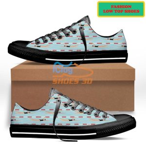 Swimming Patterns Printed On White Fashion Low Top Shoes Product Photo 2