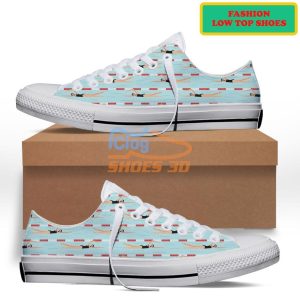 Swimming Patterns Printed On White Fashion Low Top Shoes Product Photo 1