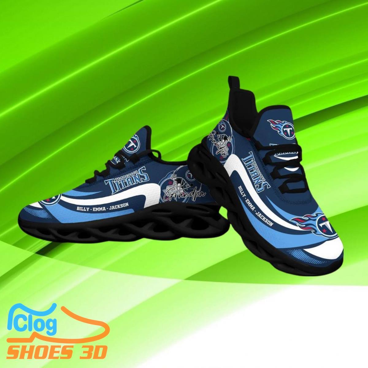 NFL Tennessee Titans Max Soul Shoes Custom Name Sneakers Hot Trending Best Gifts NFL Tennessee Titans Max Soul Shoes Custom Name Sneakers Hot Trending Best Gifts Product Photo 1