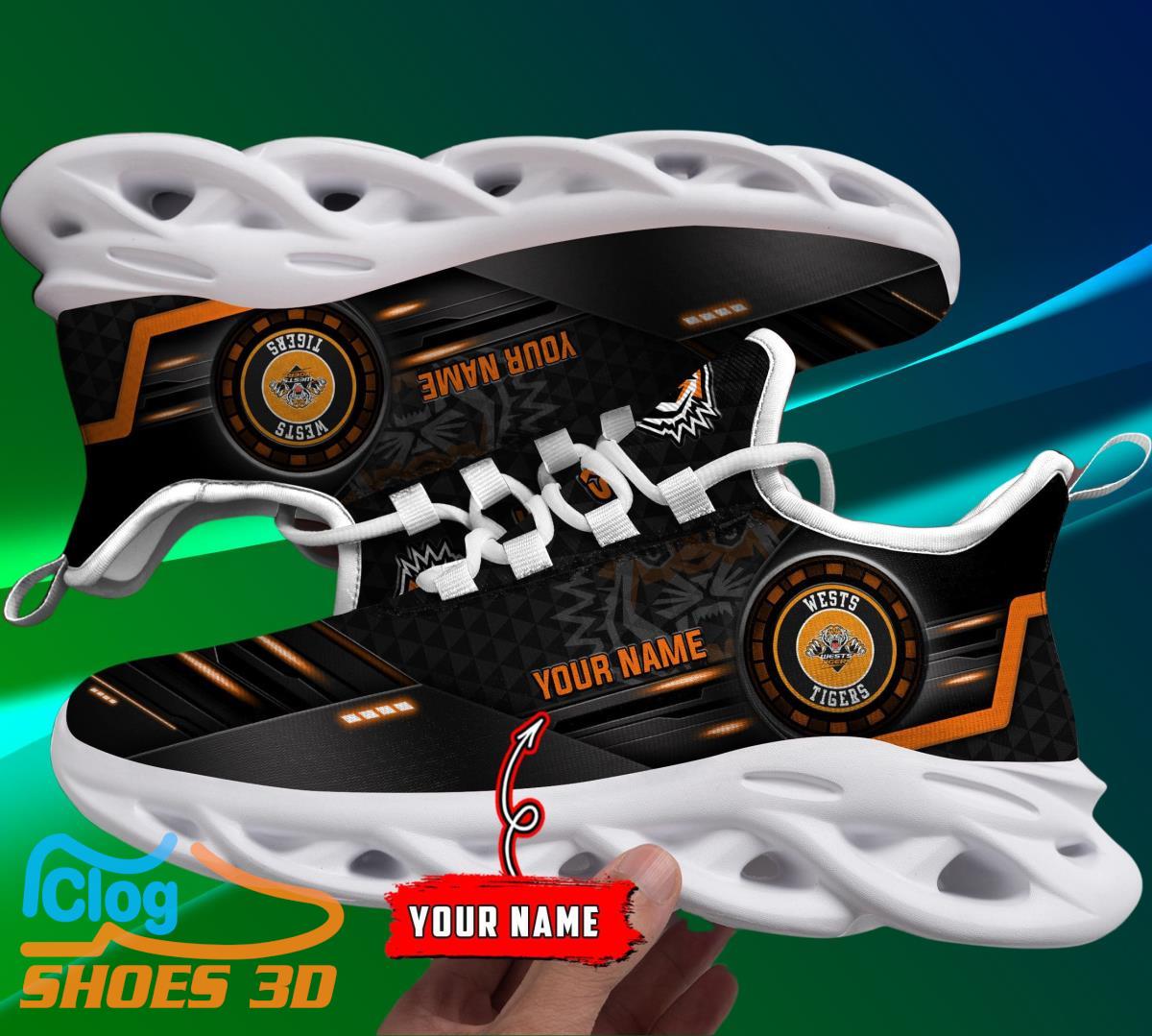 Wests Tigers Custom Name NRL Max Soul Shoes Best Gift 3 Wests Tigers Custom Name NRL Max Soul Shoes Best Gift Product Photo 1