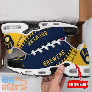 Milwaukee Brewers MLB Custom Name TN Sport Shoes Exclusive Design For Fan Club 1 Milwaukee Brewers MLB Custom Name TN Sport Shoes Exclusive Design For Fan Club Product Photo 2