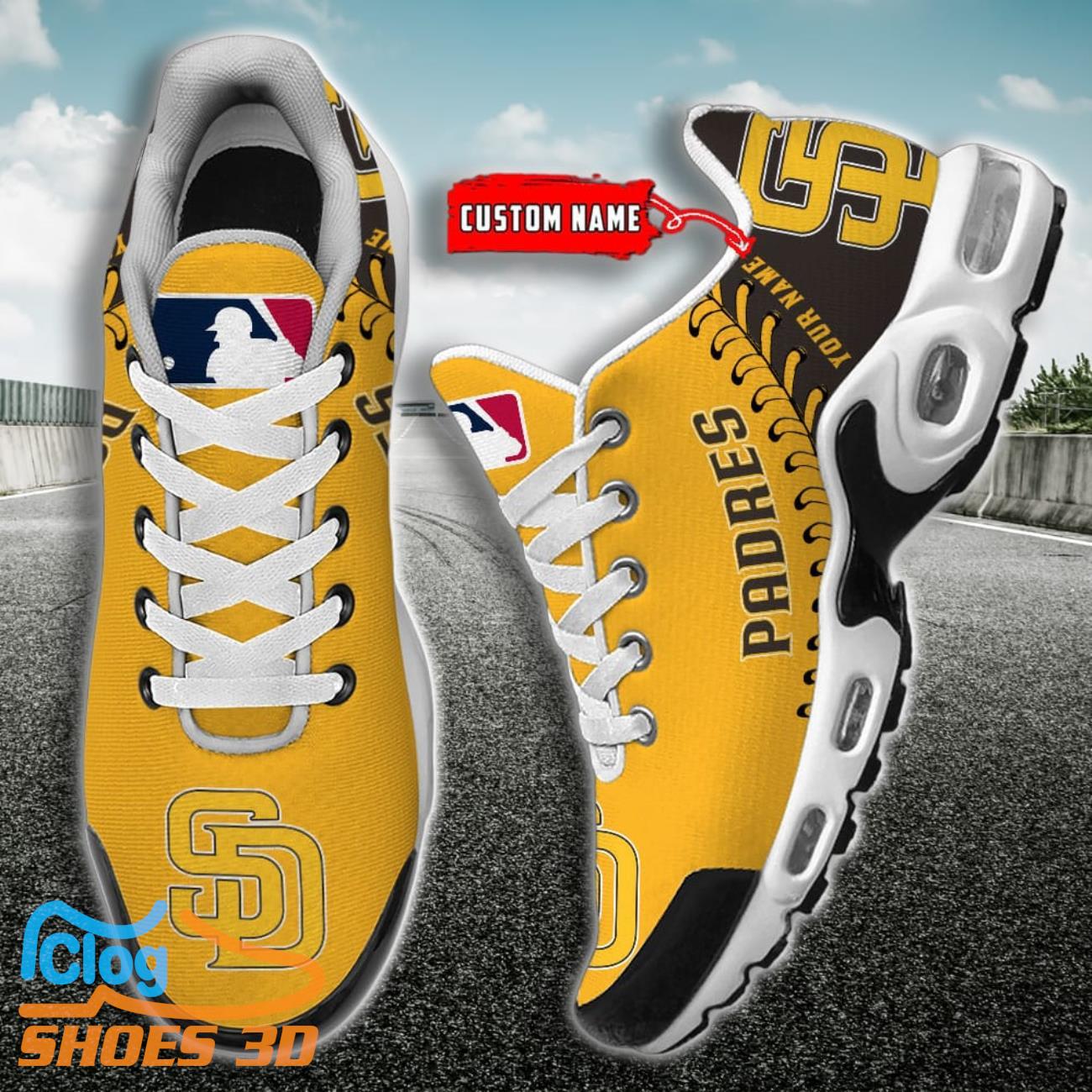 San Diego Padres MLB Custom Name TN Sport Shoes Exclusive Design For Fan Club San Diego Padres MLB Custom Name TN Sport Shoes Exclusive Design For Fan Club
