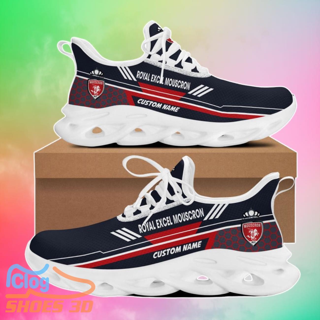 Royal Excel Mouscron Custom Name Max Soul Shoes Gift Sneakers For Fans Royal Excel Mouscron Custom Name Max Soul Shoes Gift Sneakers For Fans