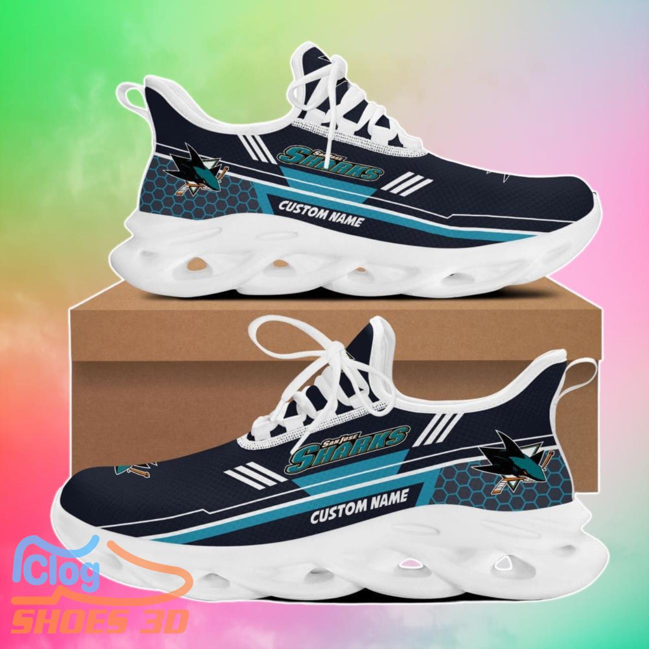San Jose Sharks Custom Name Max Soul Shoes Gift Sneakers For Fans San Jose Sharks Custom Name Max Soul Shoes Gift Sneakers For Fans
