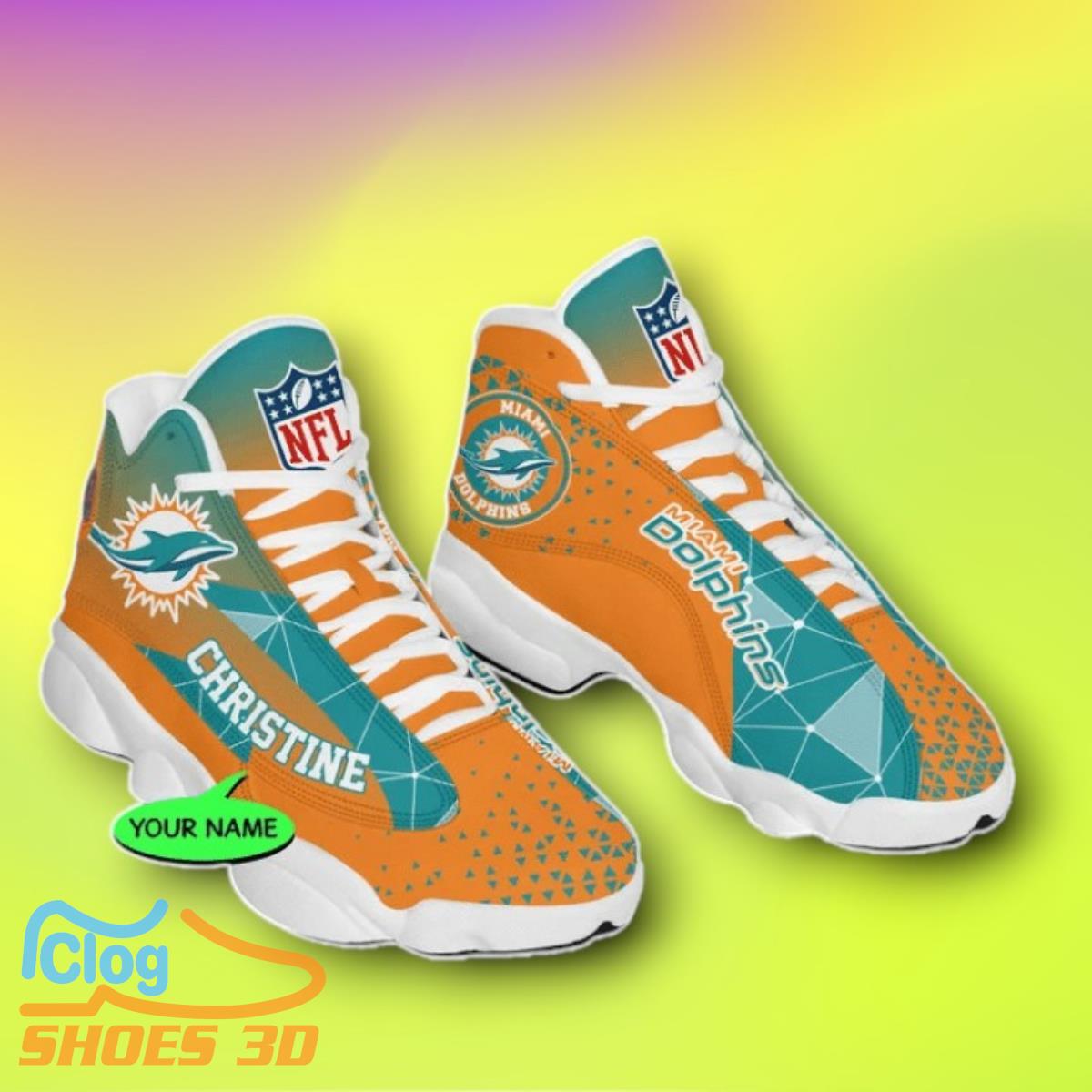 Miami Dolphins Custom Name Air Jordan 13 Shoes Style Gift 4 Miami Dolphins Custom Name Air Jordan 13 Shoes Style Gift Product Photo 2